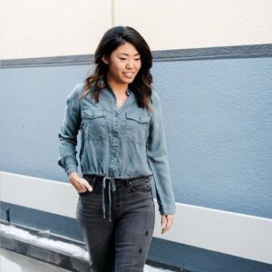 Bella Dahl Tie Waist Utility Shirt Jacket Size M